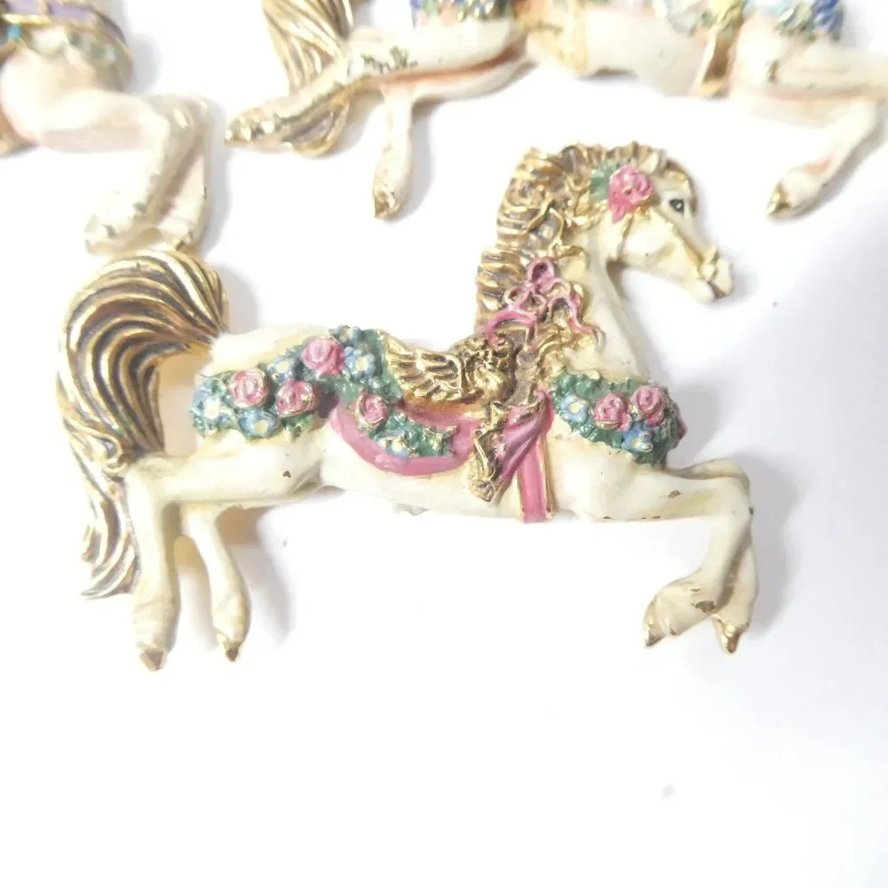 3 Brass Carousel Horse Medallions Vintage 1980s